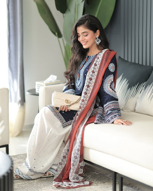 Rangrez – Heavy Embroidered 3-Piece Suit (UNStitched) FT-09