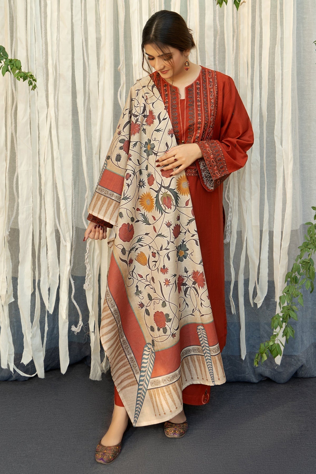 URGE -  – Luxury Embroidered 3-Piece in DHANAK UNSTICED