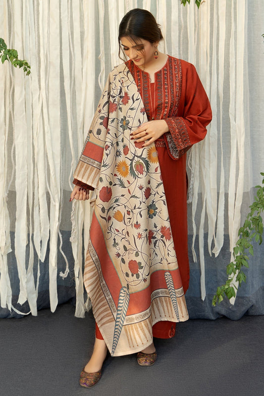 URGE -  – Luxury Embroidered 3-Piece in DHANAK UNSTICED