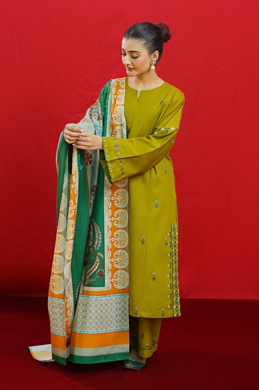 URGE -  – Luxury Embroidered 3-Piece in DHANAK UNSTICED