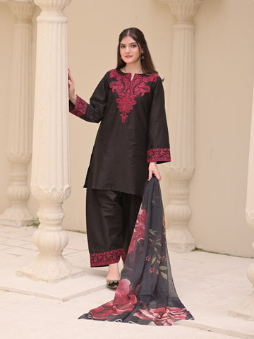 Zaroon – Luxury Embroidered 3-Piece in linen