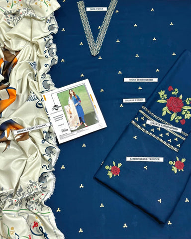 URGE -  – Luxury Embroidered 3-Piece in DHANAK UNSTITCED
