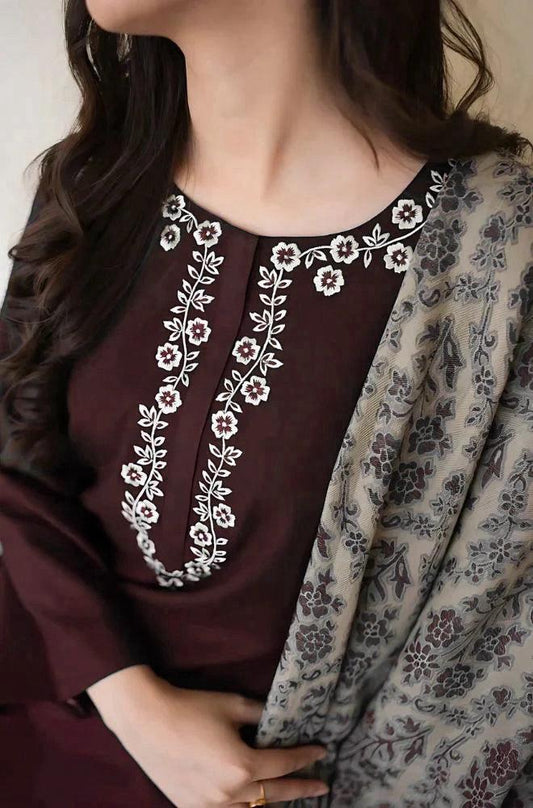 ASLINE– Luxury Embroidered 3-Piece in DHANAK
